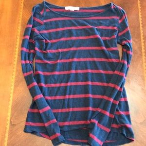 Forever 21 Burgundy/Blue Long Sleeve Tee